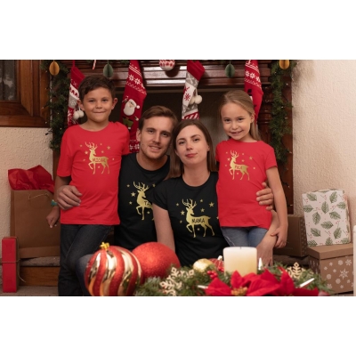 Zestaw świątecznych koszulek rodzinnych na prezent na sesje na święta na upominek pod choinkę